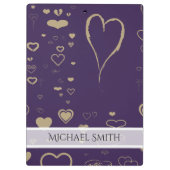 紫のエレガントハートパタモダンーン クリップボード (裏面)