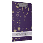 紫のエレガントハートパタモダンーン クリップボード (右)