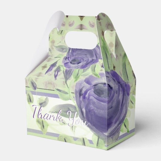 紫のエレガントバラパターン フェイバーボックス (正面サイド)