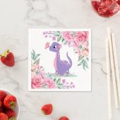 紫のエレガントピンク恐竜バタフライ赤ちゃんシャワー スタンダードカクテルナプキン (インサイチュ)