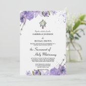 紫のエレガントフローラクロスホワイトの婚約者 招待状 (スタンド正面)