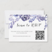 紫のエレガントフローラバラ冬の結婚式QRコード 出欠カード (正面)