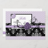 紫のエレガントフローラビジネスサンキューカード サンキューカード (正面/裏面)