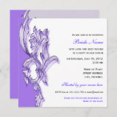 紫のエレガントフローラブライダルシャワー招待。 招待状 (正面/裏面)