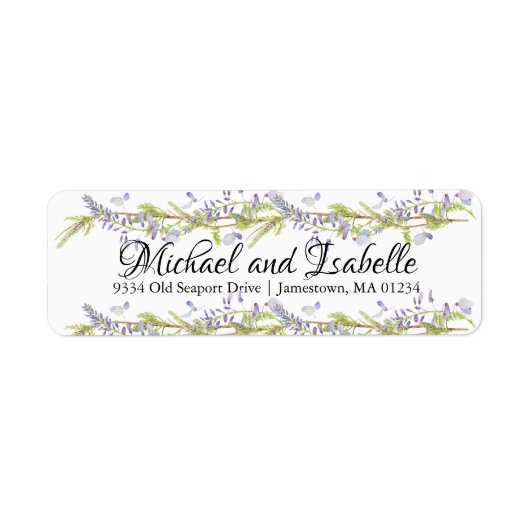 紫のエレガントフローラ差出人住所ラベル ラベル (正面)