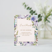 紫のエレガントフローラ緑の変更アドレス 招待状 (スタンド正面)