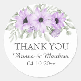 紫のエレガントフローラ ラウンドシール