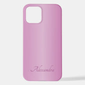 紫のエレガントブラシ付きメタル名 iPhoneケース (裏面)