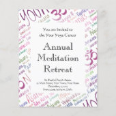 紫のエレガントヨガ位置ワードクラウドパターン チラシ (裏面)