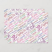 紫のエレガントヨガ位置ワードクラウドパターン ポストカード (正面/裏面)