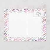 紫のエレガントヨガ位置ワードクラウドパターン ポストカード (裏面)