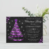 紫のエレガントリボンツリーのクリ企業のスマス 招待状 (スタンド正面)