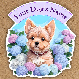 紫のエレガントリボン、花柄のフレームYorkshire シール