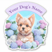 紫のエレガントリボン、花柄のフレームYorkshire シール (正面)