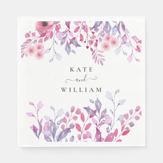 紫のエレガント国の野草フローラ スタンダードランチョンナプキン (正面)