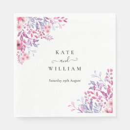 紫のエレガント国ワイルドフラワーウォータカラー スタンダードランチョンナプキン