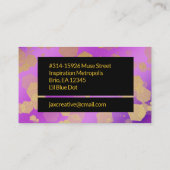 紫のエレガント抽象芸術金ゴールド紙吹雪 名刺 (裏面)