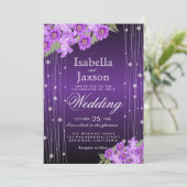 紫のエレガント文字列がフローラの光を結婚放つ 招待状 (スタンド正面)