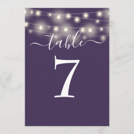紫のエレガント文字列ライトテーブル番号 招待状