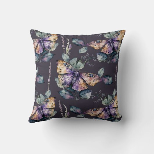 紫のエレガント水図解入りの、写真付きの色バタフライ クッション (裏面)