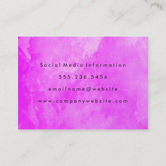 紫のエレガント水彩色ブラシ 名刺 (裏面)