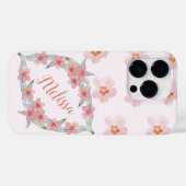 紫のエレガント水彩花のパーソナライズ名 Case-Mate iPhoneケース (裏面 (横))