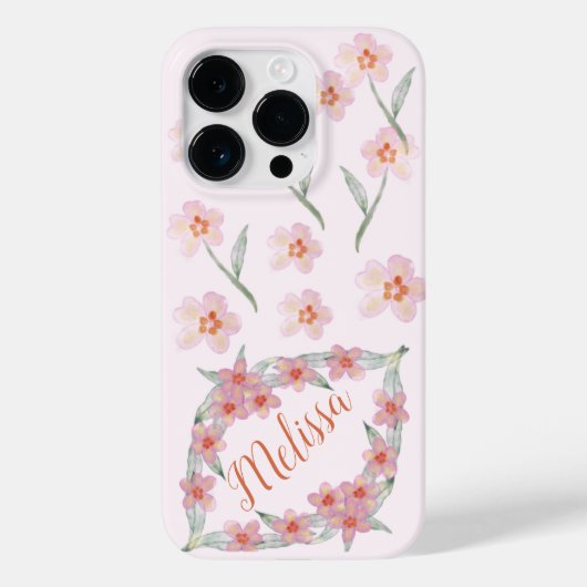 紫のエレガント水彩花のパーソナライズ名 Case-Mate iPhoneケース (裏面)