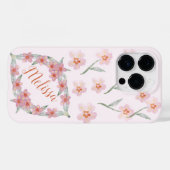 紫のエレガント水彩花のパーソナライズ名 Case-Mate iPhoneケース (裏面 (横))