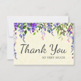 紫のエレガント水色フローラ黄色ありがとう サンキューカード