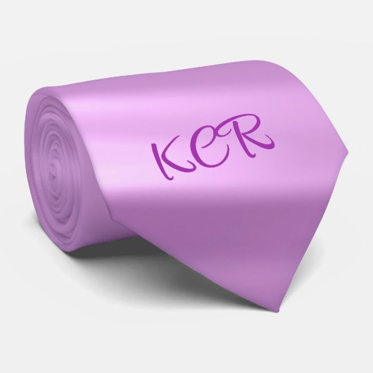 紫のエレガント渦巻きパターンのモノグラムイニシャル ネクタイ (ロール)