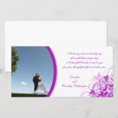 紫のエレガント渦結婚の感謝していあなたのフォトカード サンキューカード (正面/裏面)