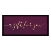 紫のエレガント署名スクリプトギフト証明書 ラックカード (正面)
