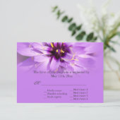 紫のエレガント花かわいらしの結婚式のRSVPカード 出欠カード (スタンド正面)