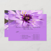 紫のエレガント花かわいらしの結婚式のRSVPカード 出欠カード (正面/裏面)