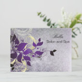 紫のエレガント花盛りのビジネスサンキューカード サンキューカード (スタンド正面)