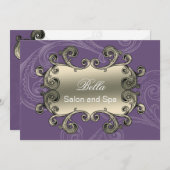 紫のエレガント花盛りのビジネスサンキューカード サンキューカード (正面/裏面)