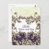 紫のエレガント花飾ったビジネスサンキューカード ポストカード (正面/裏面)