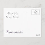 紫のエレガント花飾ったビジネスサンキューカード ポストカード (裏面)