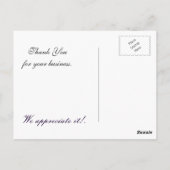 紫のエレガント花飾ったビジネスサンキューカード ポストカード (裏面)