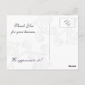 紫のエレガント花飾ったビジネスサンキューカード ポストカード (裏面)