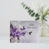 紫のエレガント花飾ったビジネスサンキューカード ポストカード (スタンド正面)