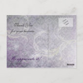 紫のエレガント花飾ったビジネスサンキューカード ポストカード (裏面)