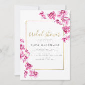 紫のエレガント蘭金ゴールドフレームブライダルシャワー 招待状 (正面)