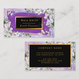 紫のエレガント金ゴールド名刺の追加 名刺