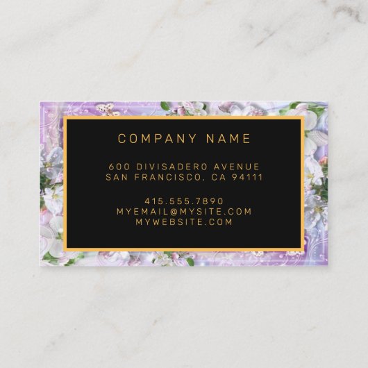 紫のエレガント金ゴールド名刺の追加 名刺 (裏面)