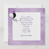 紫のエンボスドットの卒業写真フレーム 招待状 (裏面)