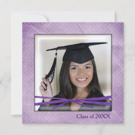 紫のエンボスドットの卒業写真フレーム 招待状