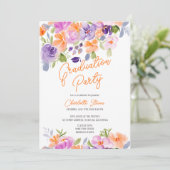 紫のオかわいらしレンジフローラの卒業式 招待状 (スタンド正面)