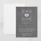 紫のオタク系の眼鏡の黒板レスポンスカード 出欠カード (正面/裏面)