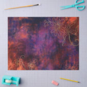 紫のオレンジ色の切り離し上の金ゴールドフローラアウトライン 薄葉紙 (クラフト)